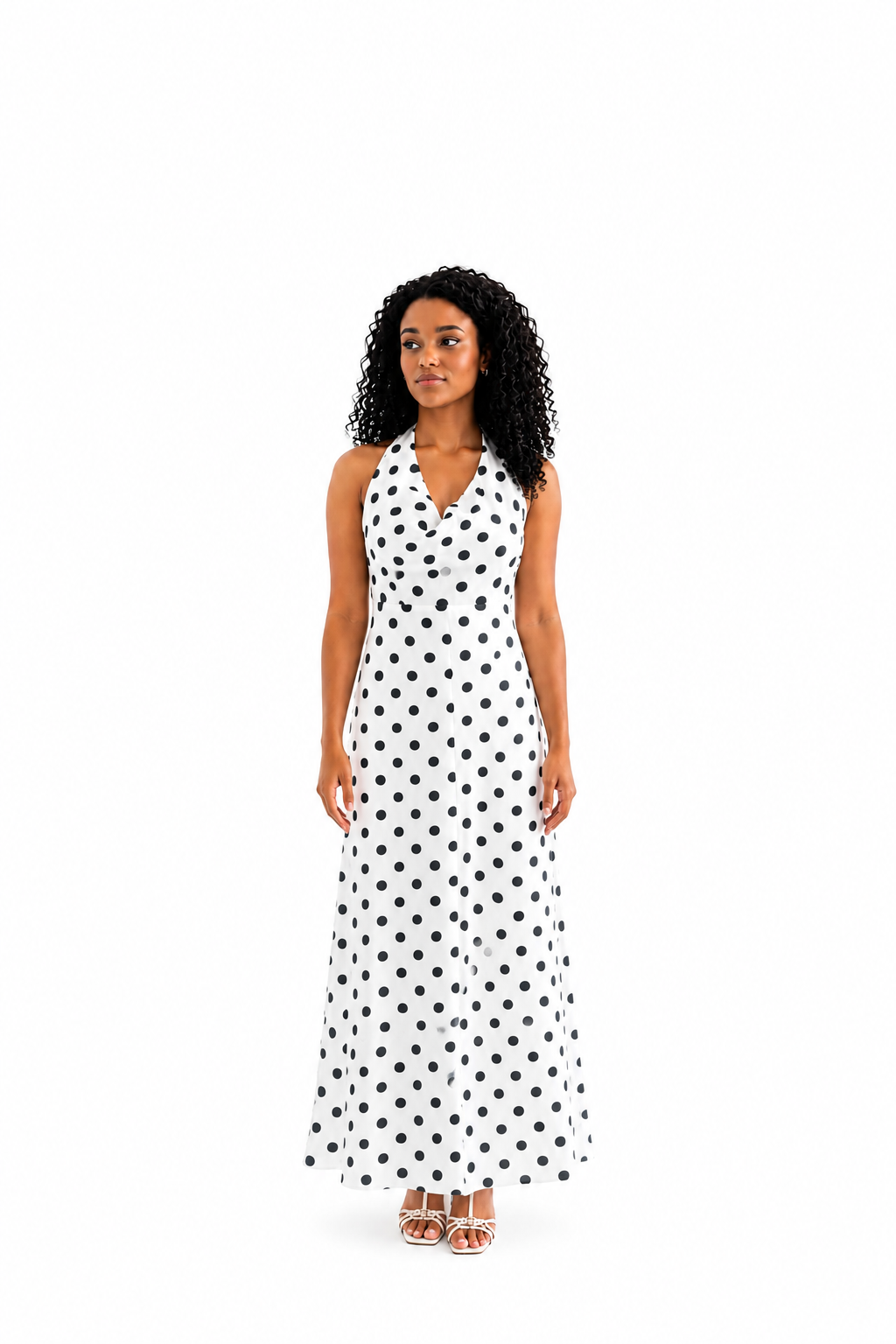 Vestido longo poá