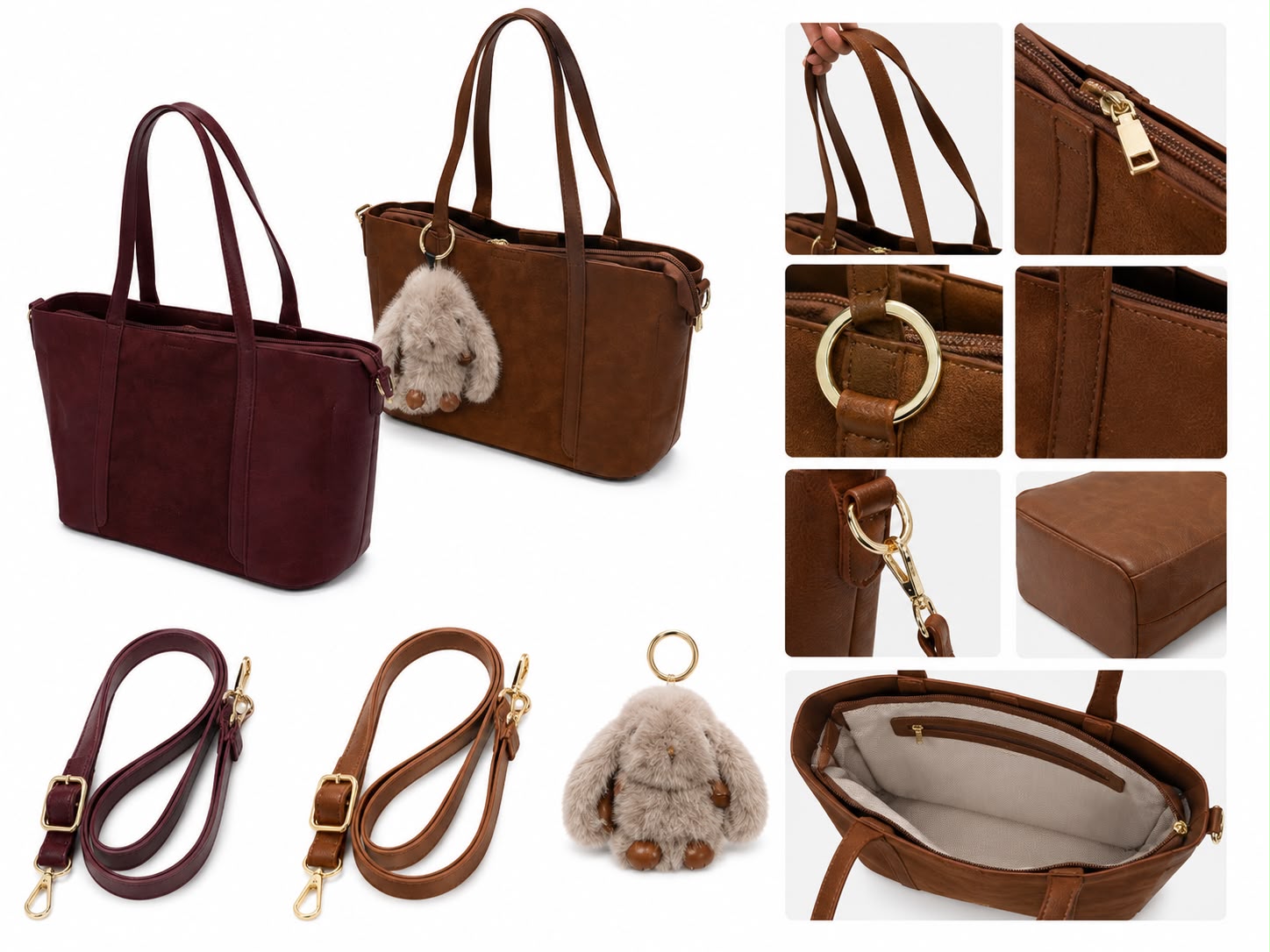 Bolsa tote c/ chaveiro de pelúcia