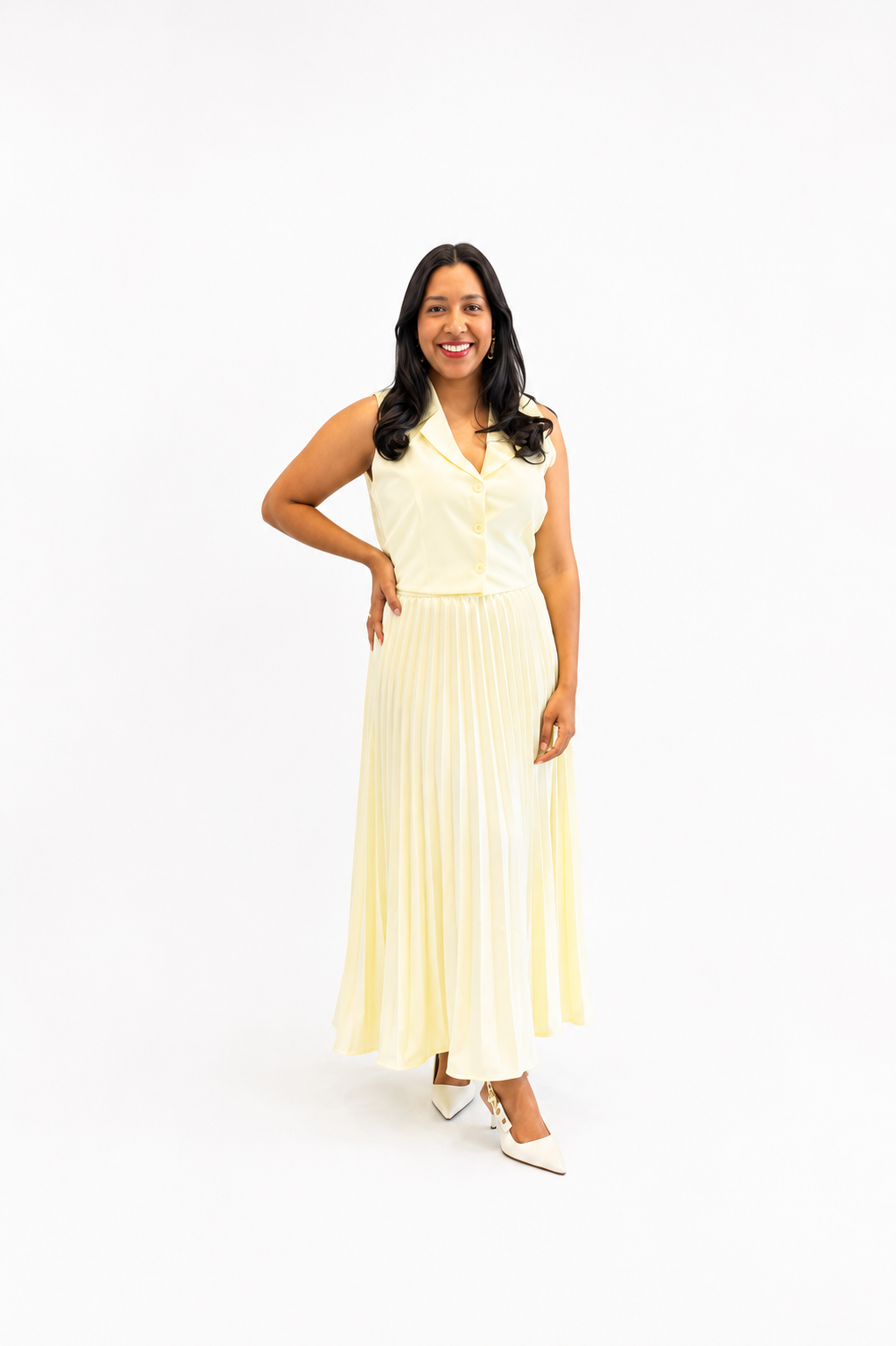 Conjunto Colrte e Saia Midi Plissado