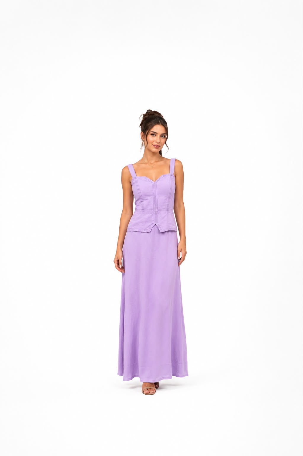 Vestido Longo c/ recorte peplum
