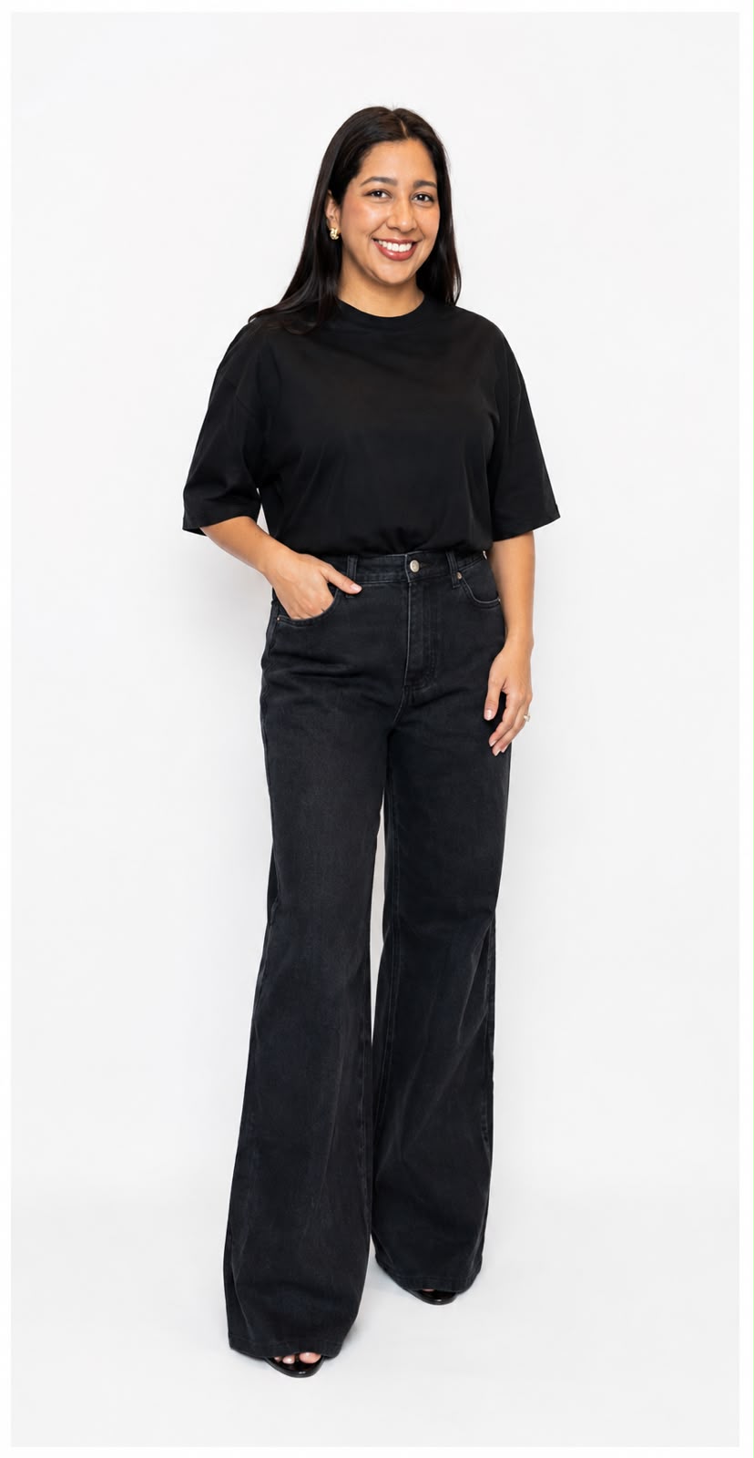 Calça Jeans c/bolso couro