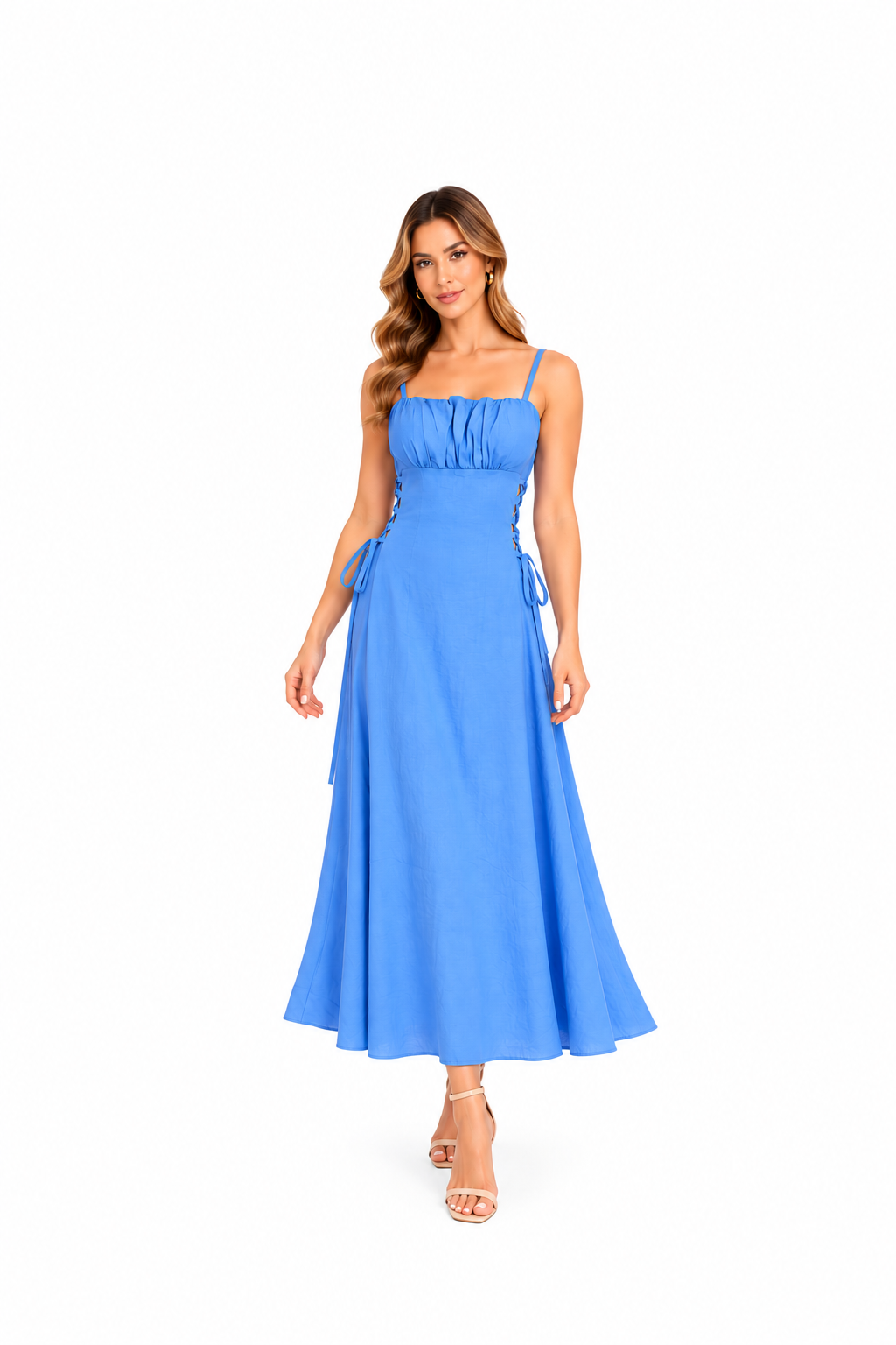 Vestido longo c/ amarração lateral