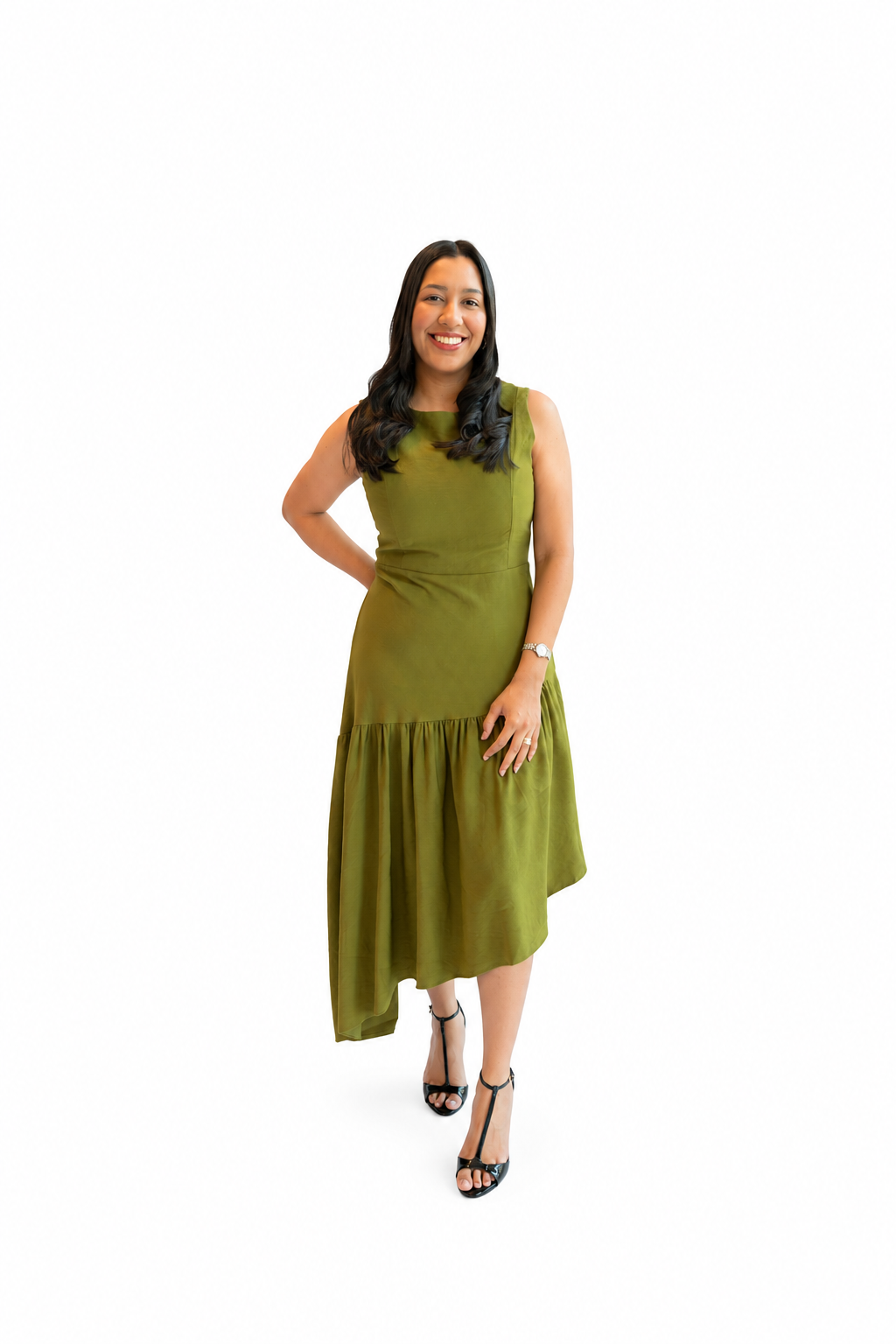 Vestido midi assimétrico