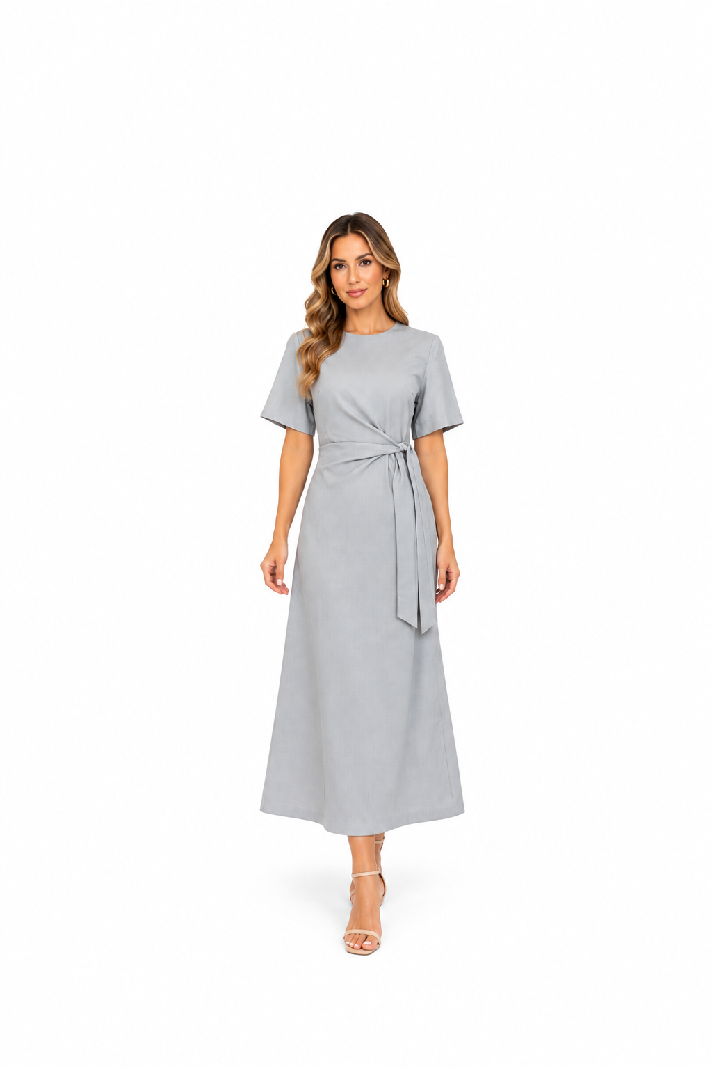 Vestido midi c/amarração frontal