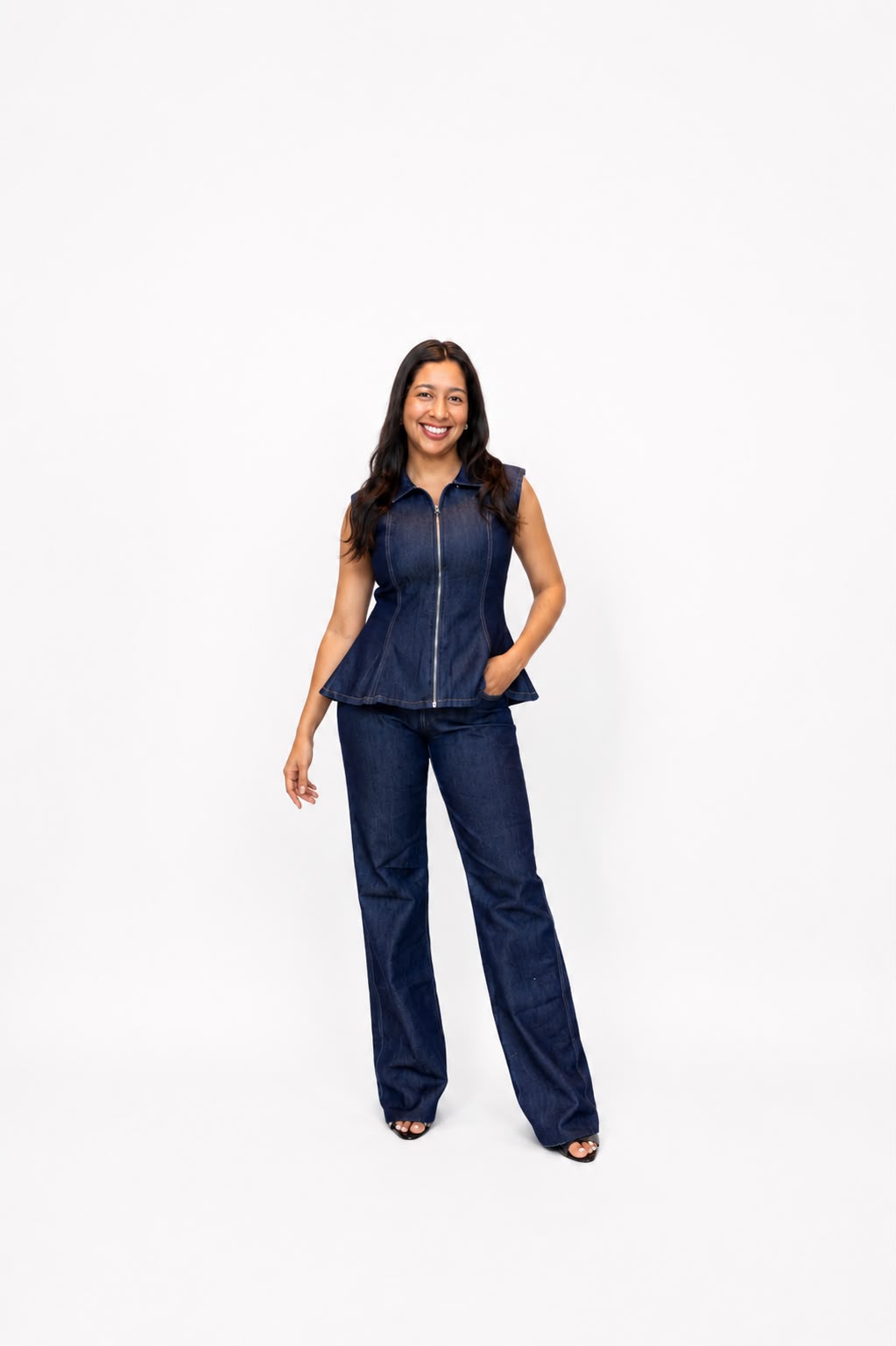 Colete jeans c/ziper