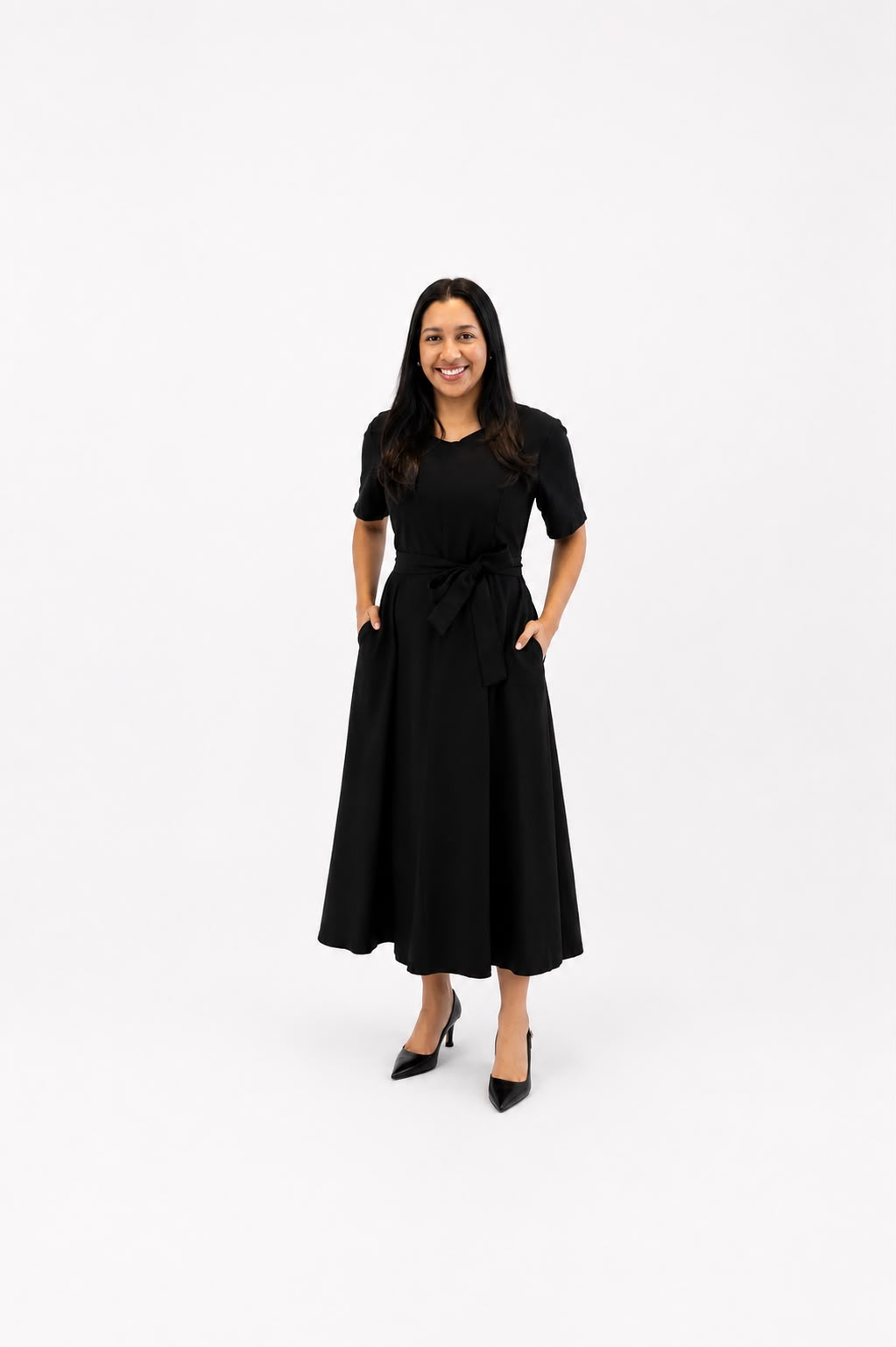 Vestido Midi acinturado c/faixa
