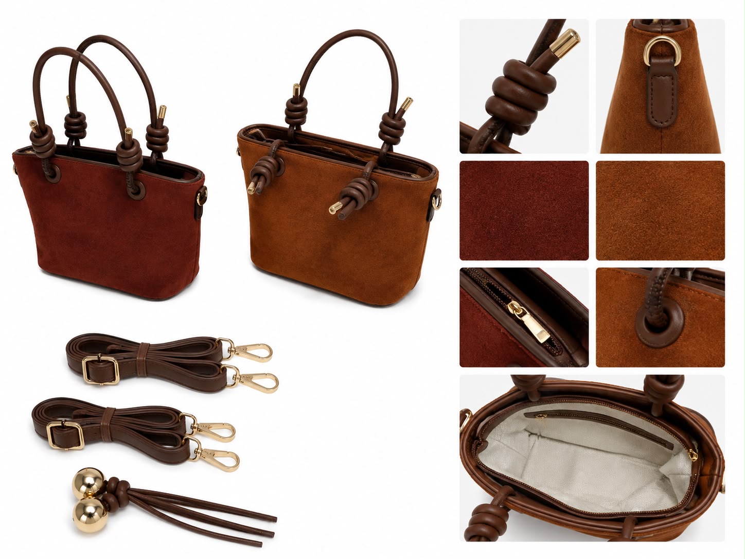 Bolsa camurça detalhes c/ nós