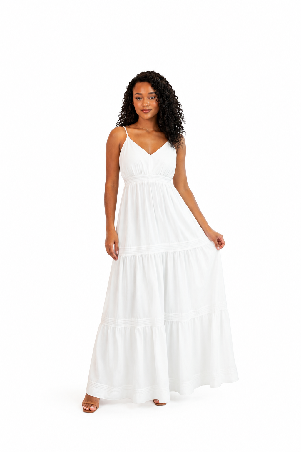 Vestido longo em camadas