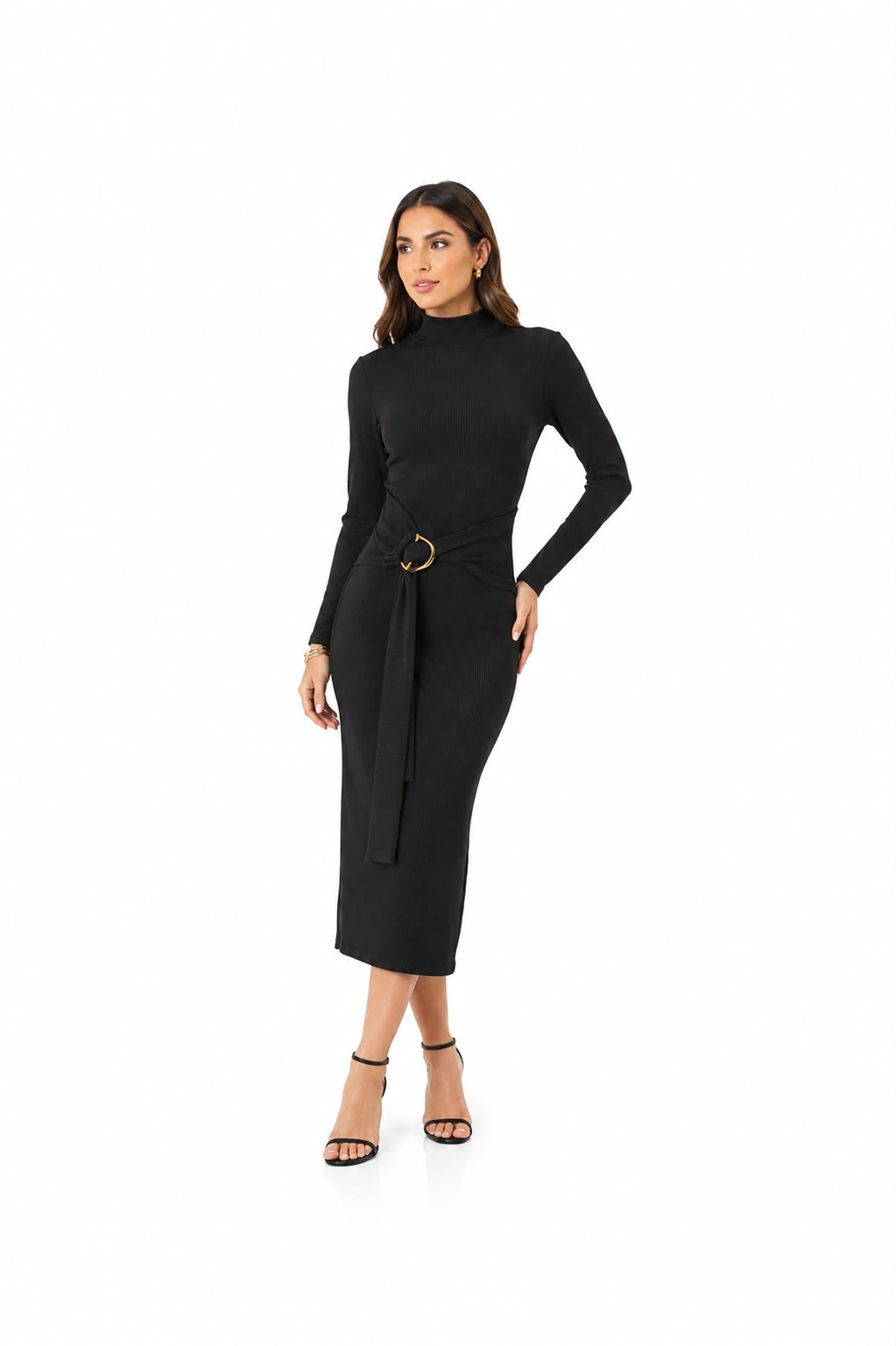 Vestido Midi C/ Cinto Argola